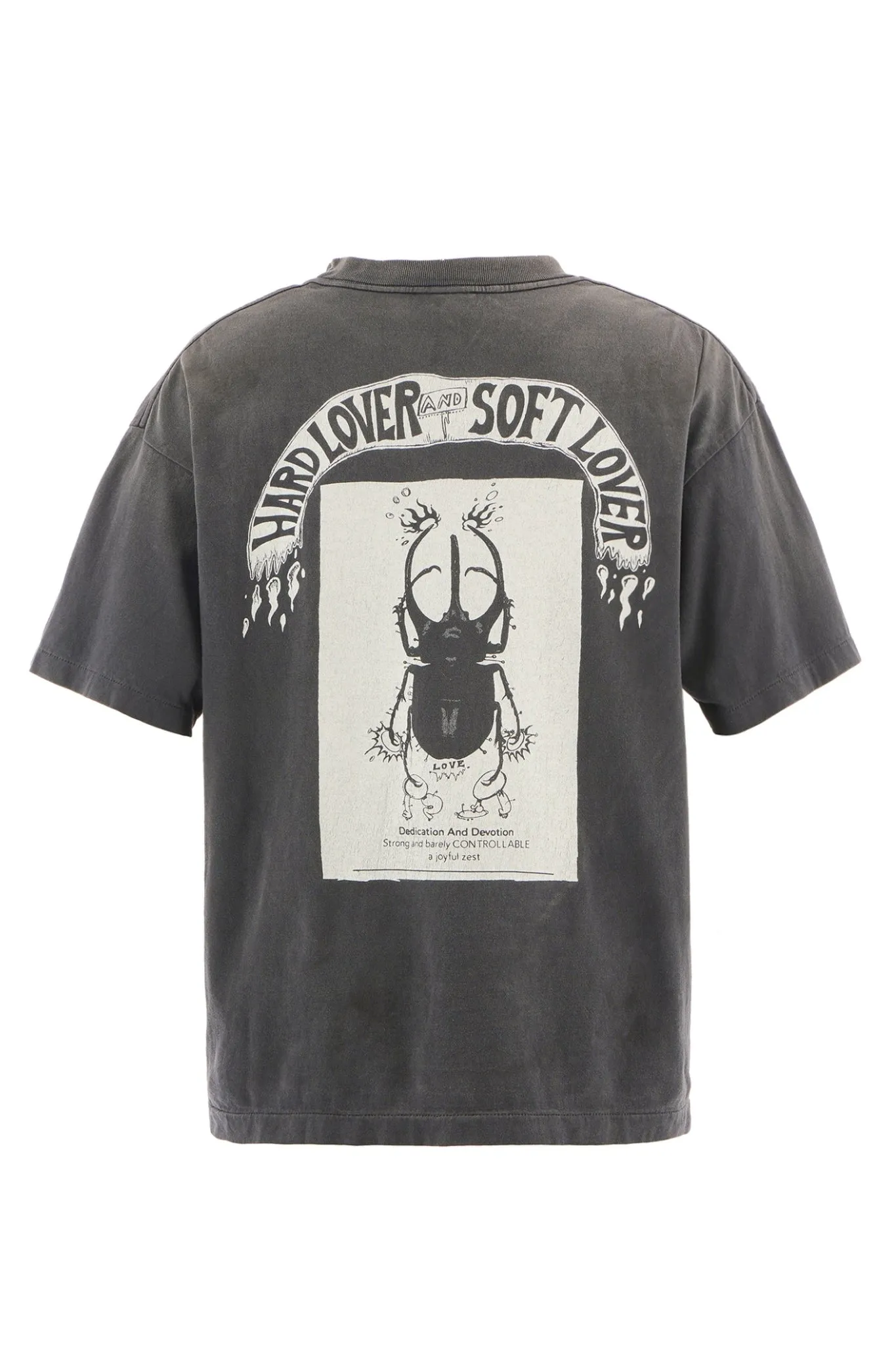 SAINT Mxxxxxx SS TEE/THE ETERNAL/BLK Latest Skeleton Beetle Distressed Sulfur Dyeing Retro Short Sleeves Washed Black S-XL Garment Dyeing Rewashed for Distressed Horse Replacement Faded Top Printing Technology Simulates Natural Distressed Style Really Correct Version Original Consistent Main Mark/Washed Mark/Angel Anti-Counterfeiting Mark